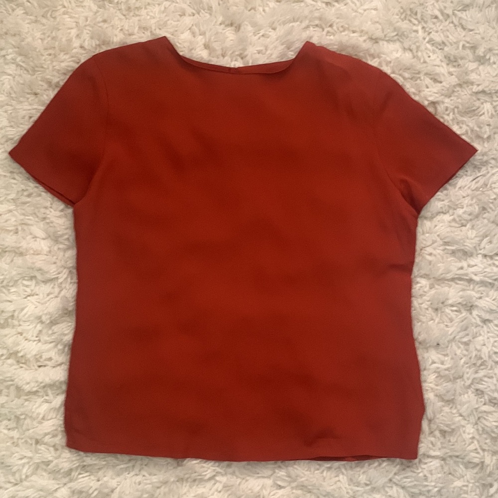 VINTAGE Rust Red Short Sleeve Blouse